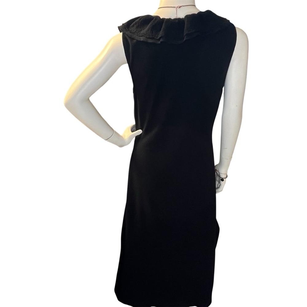 Lauren by Ralph Lauren Elegant Black Ruffle Front Cotton Blend Dress Minimalist - Picture 4 of 9